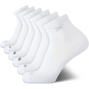 image:imageReebok Mens Quarter Socks Arch Support Performance Cushioned Socks 6 Pack  Stretch Performance Fabric Cushioned Arch Support Reinforced Heel amp Toe Shoe Size 6125All White