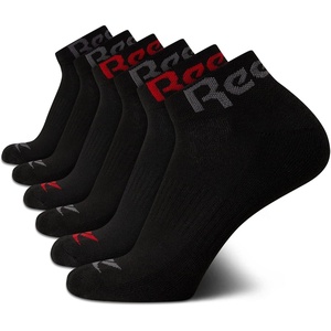 image:imageReebok Mens Quarter Socks Arch Support Performance Cushioned Socks 6 Pack  Stretch Performance Fabric Cushioned Arch Support Reinforced Heel amp Toe Shoe Size 6125Black Logo
