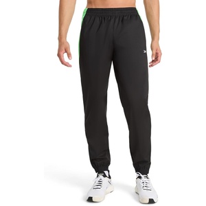 image:imageReebok Mens Running Pant Standard Fit 31 Inseam Lightweight Poly FabricBlackSolar Lime