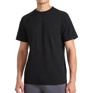 image:imageReebok Mens Short Sleeve Crewneck Embroidered TShirt Standard Fit Lightweight Stretch Cotton FabricBlack  Premier Embroidery