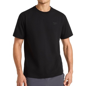 image:imageReebok Mens Short Sleeve Crewneck Embroidered TShirt Standard Fit Lightweight Stretch Cotton FabricBlack  Vector Embroidery