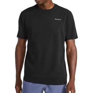 image:imageReebok Mens Short Sleeve Crewneck Embroidered TShirt Standard Fit Lightweight Stretch Cotton FabricBlackStark White  Overdrive