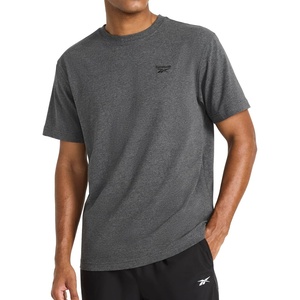 image:imageReebok Mens Short Sleeve Crewneck Embroidered TShirt Standard Fit Lightweight Stretch Cotton FabricCharcoal Heather  Vector Embroidery