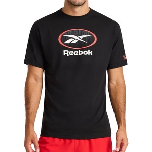 image:imageReebok Mens Short Sleeve Graphic Crewneck TShirt Standard Fit Lightweight CottonPoly FabricBlack  Vertigo