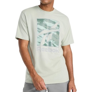 image:imageReebok Mens Short Sleeve Graphic Crewneck TShirt Standard Fit Lightweight CottonPoly FabricDesert Sage  Box