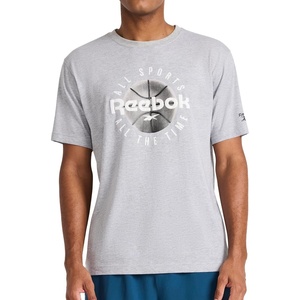 image:imageReebok Mens Short Sleeve Graphic Crewneck TShirt Standard Fit Lightweight CottonPoly FabricGrey Heather  All Sports