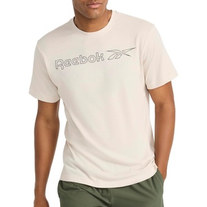 image:imageReebok Mens Short Sleeve Graphic Crewneck TShirt Standard Fit Lightweight CottonPoly FabricPumice Stone  Outline