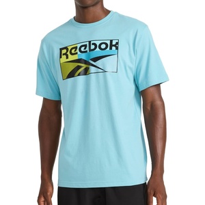 image:imageReebok Mens Short Sleeve Graphic Crewneck TShirt Standard Fit Lightweight CottonPoly FabricReef Waters  Charade
