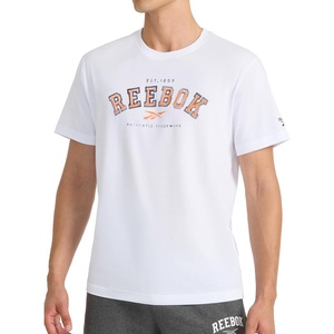 image:imageReebok Mens Short Sleeve Graphic Crewneck TShirt Standard Fit Lightweight CottonPoly FabricStark White  Campus