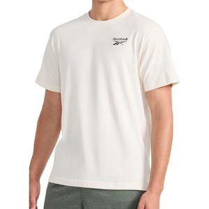 image:imageReebok Mens Small Logo Crewneck TShirt Standard Fit Lightweight CottonPoly Jersey FabricBirch  Small Embroidery