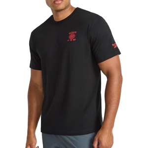 image:imageReebok Mens Small Logo Crewneck TShirt Standard Fit Lightweight CottonPoly Jersey FabricBlack  Globe