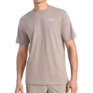 image:imageReebok Mens Small Logo Crewneck TShirt Standard Fit Lightweight CottonPoly Jersey FabricDriftwood  Proto