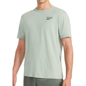 image:imageReebok Mens Small Logo Crewneck TShirt Standard Fit Lightweight CottonPoly Jersey FabricIceberg Green  Small Embroidery