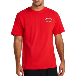 image:imageReebok Mens Small Logo Crewneck TShirt Standard Fit Lightweight CottonPoly Jersey FabricVector Red  Athletics Dept