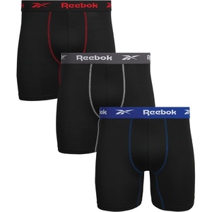 image:imageReebok Mens Underwear Boxer Briefs  3 Pack Stretch Performance Moisture Wicking Boxers for Men with Contour Pouch 6 Inseam3pk  All Black