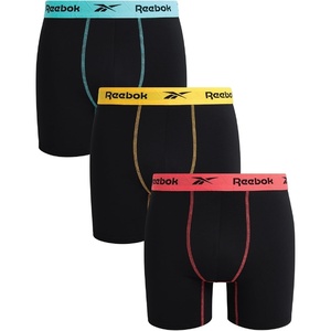 image:imageReebok Mens Underwear Boxer Briefs  3 Pack Stretch Performance Moisture Wicking Boxers for Men with Contour Pouch 6 InseamAll Black