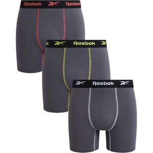image:imageReebok Mens Underwear Boxer Briefs  3 Pack Stretch Performance Moisture Wicking Boxers for Men with Contour Pouch 6 InseamAll Blackened Pearl