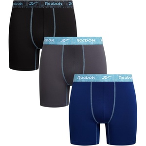 image:imageReebok Mens Underwear Boxer Briefs  3 Pack Stretch Performance Moisture Wicking Boxers for Men with Contour Pouch 6 InseamDark GreyBlackBlue Depths