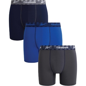 image:imageReebok Mens Underwear Boxer Briefs  3 Pack Stretch Performance Moisture Wicking Boxers for Men with Contour Pouch 6 InseamMaritime BlueSurf the Web Blackened Pearl