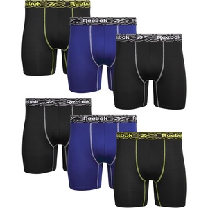 image:imageReebok Mens Underwear Boxer Briefs  6 Pack Stretch Performance Moisture Wicking Boxers for Men with Contour Pouch 6 InseamBlackNavyBlack