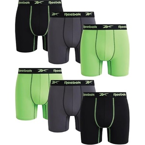 image:imageReebok Mens Underwear Boxer Briefs  6 Pack Stretch Performance Moisture Wicking Boxers for Men with Contour Pouch 6 InseamBlackened PearlGreen FlashBlack