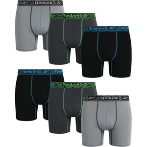 image:imageReebok Mens Underwear Boxer Briefs  6 Pack Stretch Performance Moisture Wicking Boxers for Men with Contour Pouch 6 InseamBlackened PearlMonumentBlack