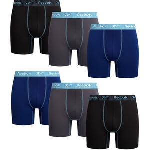 image:imageReebok Mens Underwear Boxer Briefs  6 Pack Stretch Performance Moisture Wicking Boxers for Men with Contour Pouch 6 InseamDark GreyBlackBlue Depths
