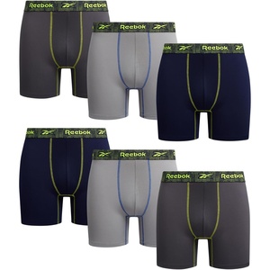 image:imageReebok Mens Underwear Boxer Briefs  6 Pack Stretch Performance Moisture Wicking Boxers for Men with Contour Pouch 6 InseamDark GreyMedium GreyMaritime Blue