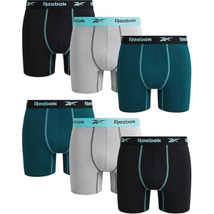 image:imageReebok Mens Underwear Boxer Briefs  6 Pack Stretch Performance Moisture Wicking Boxers for Men with Contour Pouch 6 InseamDark SeaAlloyBlack