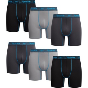 image:imageReebok Mens Underwear Boxer Briefs  6 Pack Stretch Performance Moisture Wicking Boxers for Men with Contour Pouch 6 InseamMedium GreyJet BlackDark Grey