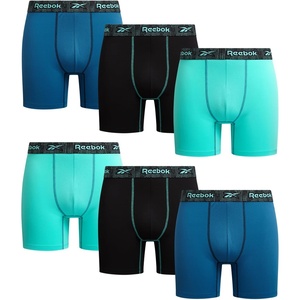 image:imageReebok Mens Underwear Boxer Briefs  6 Pack Stretch Performance Moisture Wicking Boxers for Men with Contour Pouch 6 InseamPool BlueTeal BlueBlack