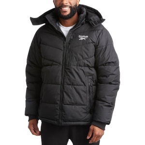 image:imageReebok Mens Winter Jacket Heavyweight Insulated Quilted Hooded Puffer Coat  DownAlternative Fill Traps Heat Without Bulk Water Resistant and Windproof Shell for Commutes or Outdoor UseBlack