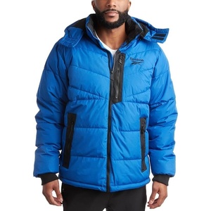image:imageReebok Mens Winter Jacket Heavyweight Insulated Quilted Hooded Puffer Coat  DownAlternative Fill Traps Heat Without Bulk Water Resistant and Windproof Shell for Commutes or Outdoor UseBatik Blue
