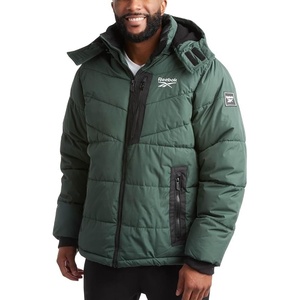 image:imageReebok Mens Winter Jacket Heavyweight Insulated Quilted Hooded Puffer Coat  DownAlternative Fill Traps Heat Without Bulk Water Resistant and Windproof Shell for Commutes or Outdoor UseOlive