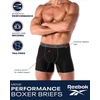 image:imageReebok Mens Boxer Briefs  4 Pack Stretch Performance Moisture Wicking Mens Underwear Boxers with Contour Pouch Sizes SXL Size Small BlackBlackened PearlDark Ivy Print