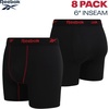 image:imageReebok Mens Boxer Briefs 8 Pack Soft Athletic Boxers with Contour Pouch  Smooth Soft Feel Designed for Everyday Comfort Elastic Waistband Stays in Place Without IrritationAll Black