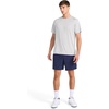 image:imageReebok Mens Small Logo Short Sleeve Crewneck TShirt Standard Fit Breathable Lightweight Stretch Knit FabricChrome Heather  Horizon