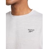 image:imageReebok Mens Small Logo Short Sleeve Crewneck TShirt Standard Fit Breathable Lightweight Stretch Knit FabricChrome Heather  Trophy