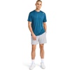 image:imageReebok Mens Small Logo Short Sleeve Crewneck TShirt Standard Fit Breathable Lightweight Stretch Knit FabricMajolica Blue Heather  Dash