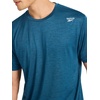 image:imageReebok Mens Small Logo Short Sleeve Crewneck TShirt Standard Fit Breathable Lightweight Stretch Knit FabricMajolica Blue Heather  Dash