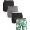 image:imageReebok Mens Boxer Briefs  4 Pack Stretch Performance Moisture Wicking Mens Underwear Boxers with Contour Pouch Sizes SXL Size Small BlackBlackened PearlDark Ivy Print
