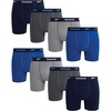 image:imageReebok Mens Boxer Briefs 8 Pack Soft Athletic Boxers with Contour Pouch  Smooth Soft Feel Designed for Everyday Comfort Elastic Waistband Stays in Place Without IrritationRoyal BlueLight GreyDark GreyMaritime Blue