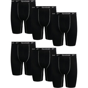 image:imageReebok Mens Boxer Briefs  6 Pack Big amp Tall Performance Mens Underwear  Extra Thigh Coverage for a Secure Feel During Work and Workouts Smooth Design Helps Reduce IrritationJet Black