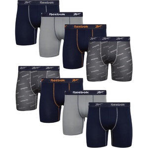 image:imageReebok Mens Boxer Briefs 8 Pack Soft Athletic Boxers with Contour Pouch  Smooth Soft Feel Designed for Everyday Comfort Elastic Waistband Stays in Place Without IrritationNavyGreyPrint