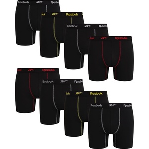 image:imageReebok Mens Boxer Briefs 8 Pack Soft Athletic Boxers with Contour Pouch  Smooth Soft Feel Designed for Everyday Comfort Elastic Waistband Stays in Place Without IrritationAll Black