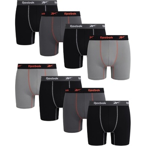 image:imageReebok Mens Boxer Briefs 8 Pack Soft Athletic Boxers with Contour Pouch  Smooth Soft Feel Designed for Everyday Comfort Elastic Waistband Stays in Place Without IrritationBlackDark GreyBlackLight Grey