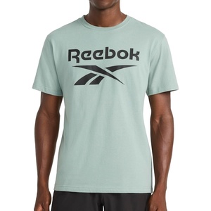 image:imageReebok Mens Core Short Sleeve Crewneck TShirt Standard Fit Lightweight CottonPoly Jersey FabricChinois Green