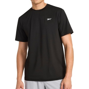 image:imageReebok Mens Force Short Sleeve Crewneck TShirt Standard Fit Lightweight Super Stretch Poly Square Hole Mesh FabricBlack