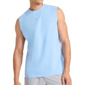 image:imageReebok Mens Legacy Sleeveless Crewneck Tank Top Standard Fit Lightweight CottonPoly Jersey FabricPlacid Blue