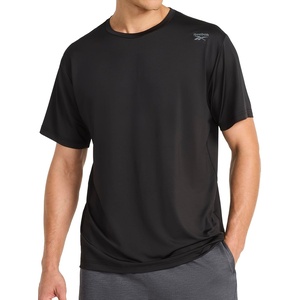 image:imageReebok Mens Reflective Small Logo Crewneck TShirt Standard Fit Lightweight Cool Touch Jersey FabricBlack  Bolt Strike